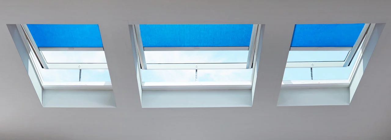 Blue light filtering skylight blind fabric flat lay
