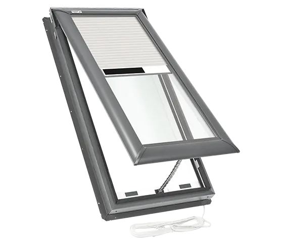 VELUX VSE electric skylight exterior with white shade