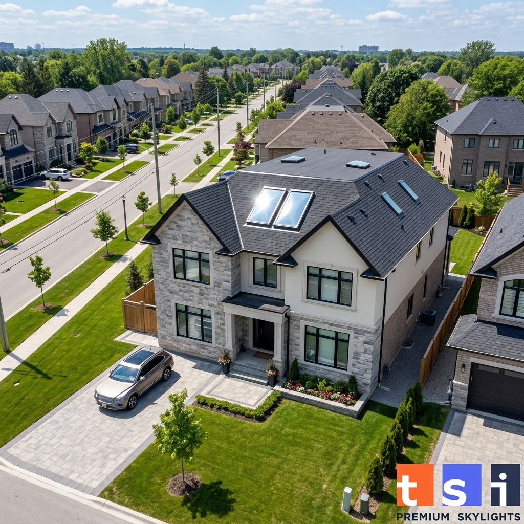 Large Markham Ontario home with multiple VELUX skylights installed by Toronto Skylight Installers