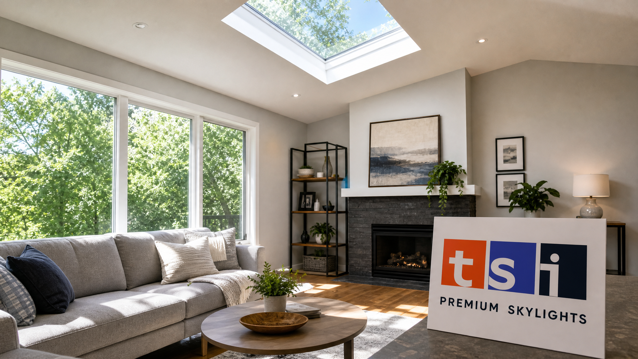 Finished VELUX skylight installation timeline result with summer daylight filling a Toronto living room