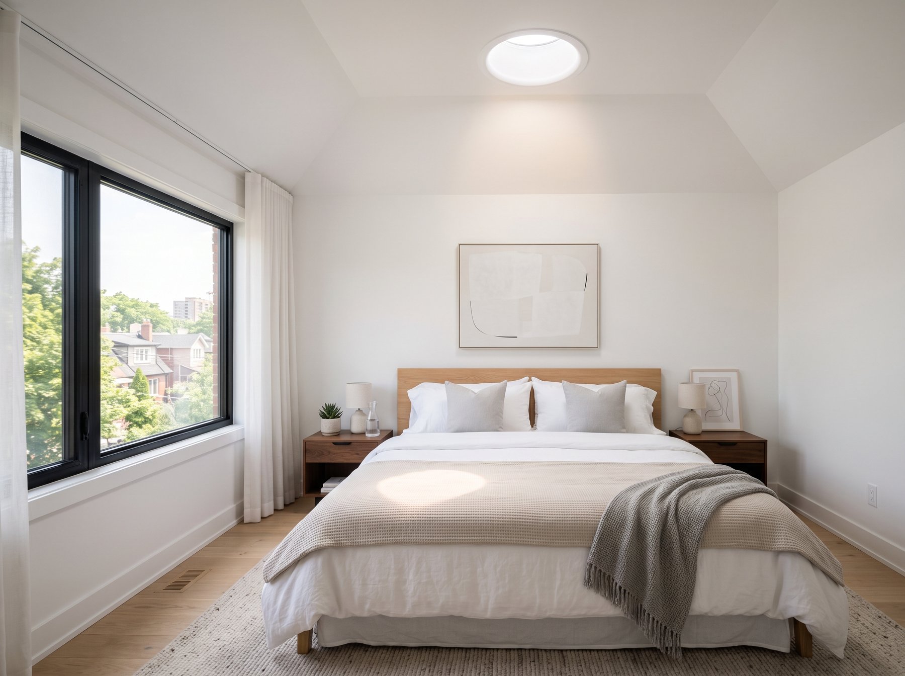 Bedroom Sun Tunnel Skylight Toronto Sun tunnel skylight illuminating a modern Toronto bedroom