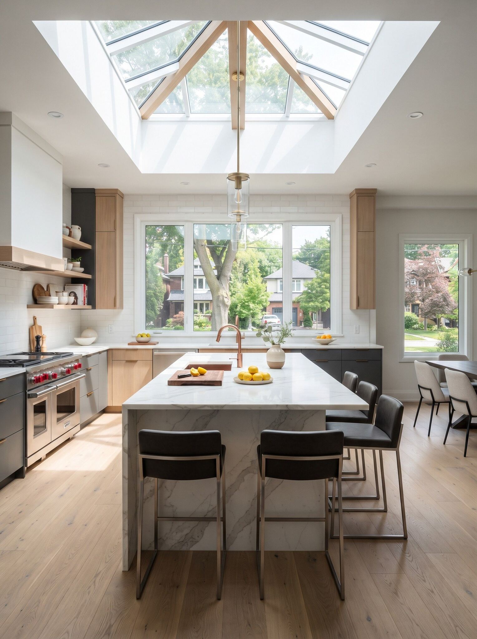 Kitchen Skylight Installation Toronto Lantern-style skylight above a modern Toronto kitchen island