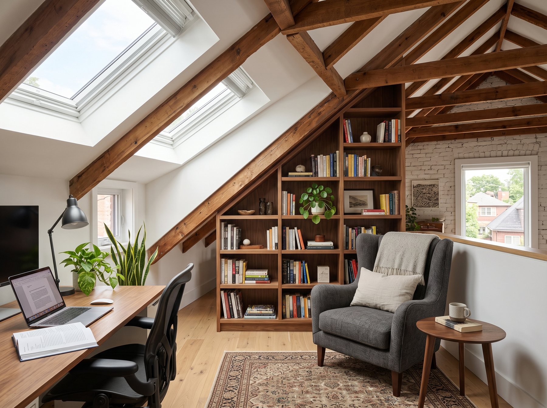 Toronto-Skylight-Installers-skylight-repairs-replacement-October.30.2024-5 Converted attic home office with skylights in a Toronto home