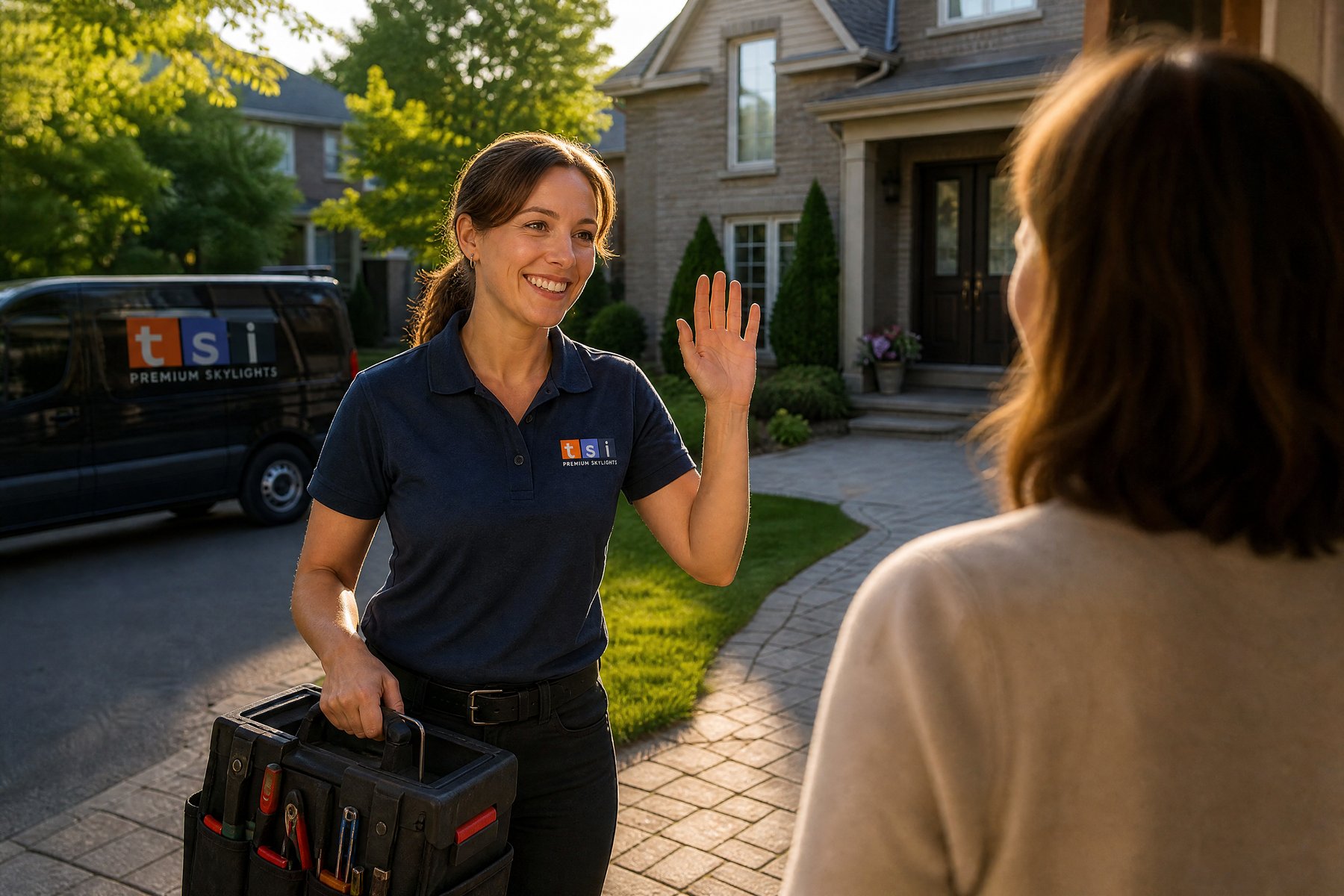 Toronto-Skylight-Installers-skylight-repairs-replacement-October.30.2024-5 Friendly TSI team member connecting with a customer in Richmond Hill