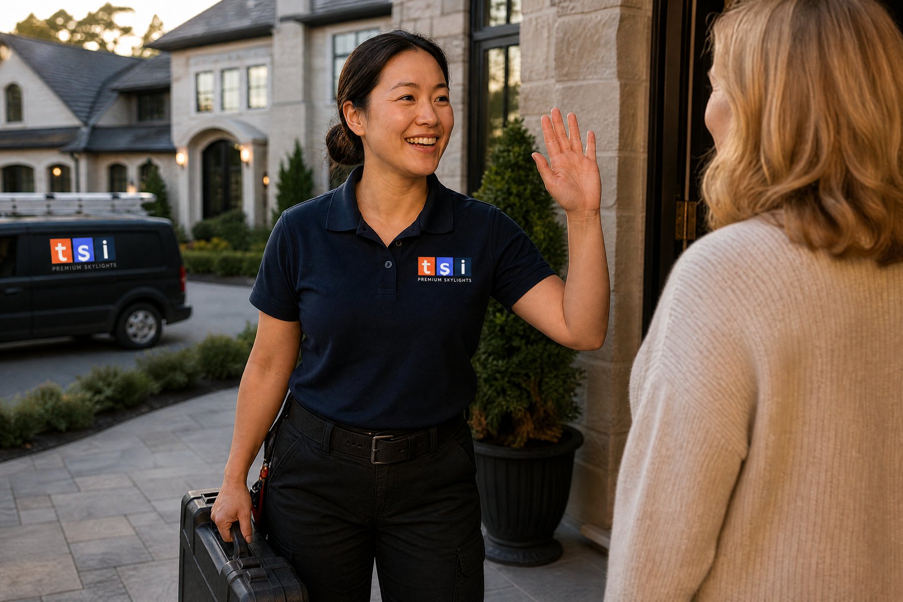 Friendly TSI team member connecting with a customer in King