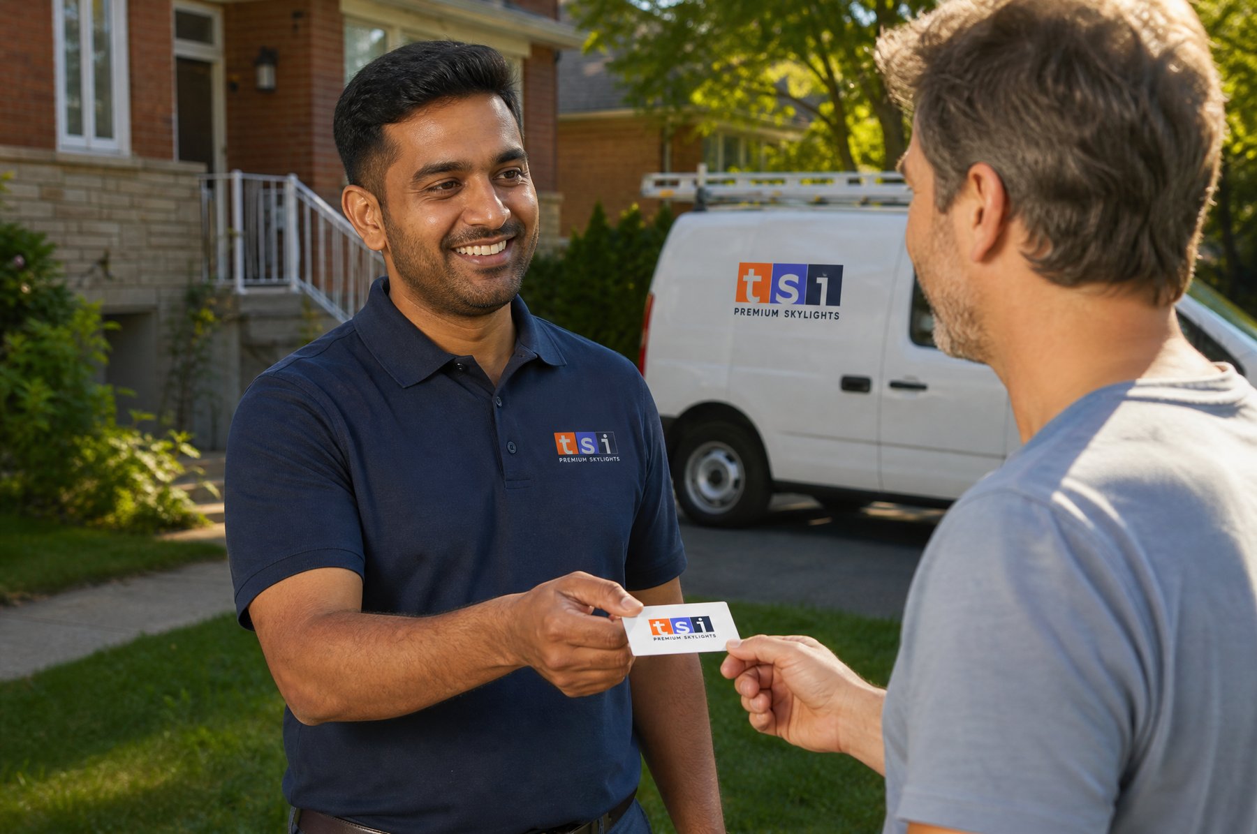 Toronto-Skylight-Installers-skylight-repairs-replacement-October.30.2024-5 Friendly TSI team member connecting with a customer in Etobicoke