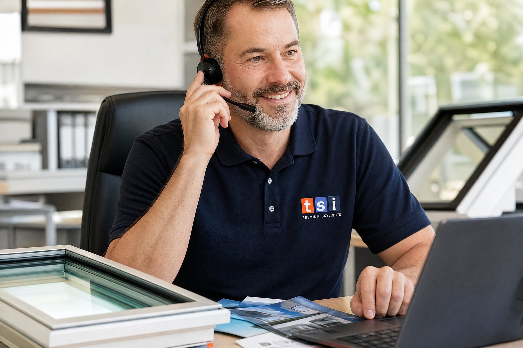 Toronto-Skylight-Installers-skylight-repairs-replacement-October.30.2024-5 Friendly TSI team member connecting with a customer in Oakville