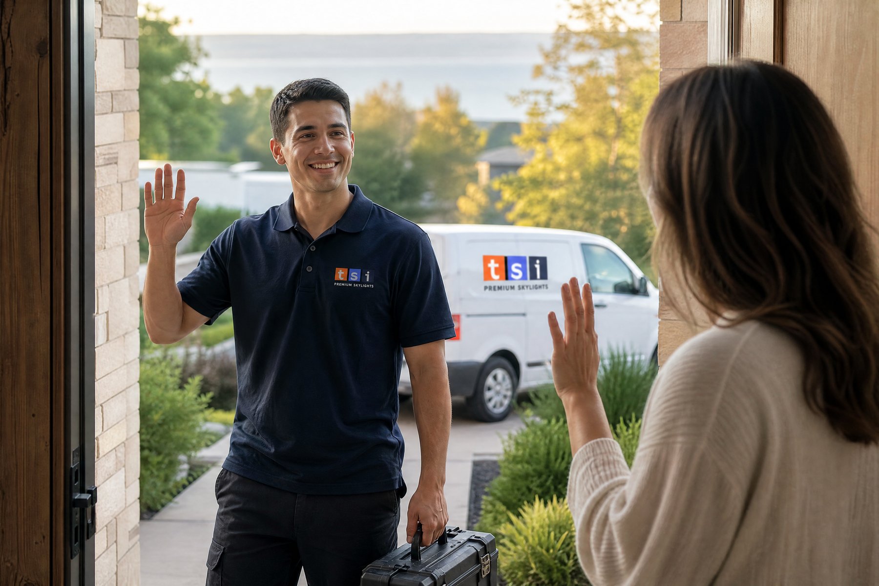 Friendly TSI team member connecting with a customer in Burlington
