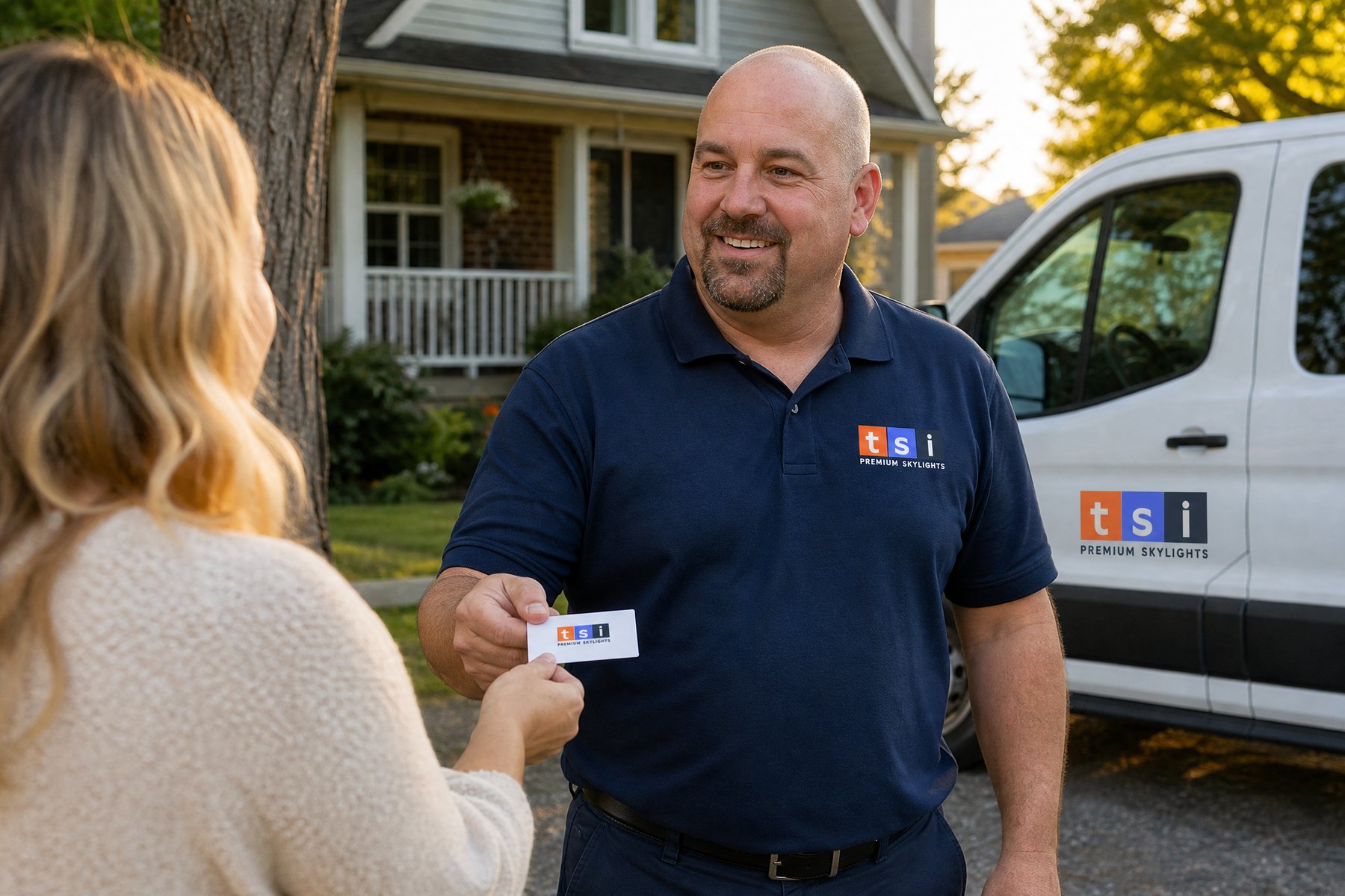 Toronto-Skylight-Installers-skylight-repairs-replacement-October.30.2024-5 Friendly TSI team member connecting with a customer in Brock