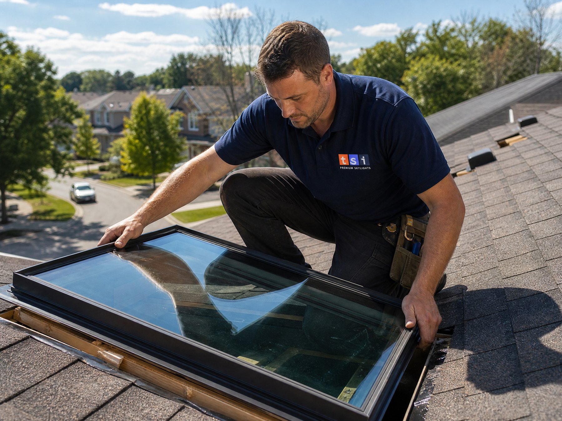 TSI Installer Fitting New Skylight Toronto Skylight Installation Services