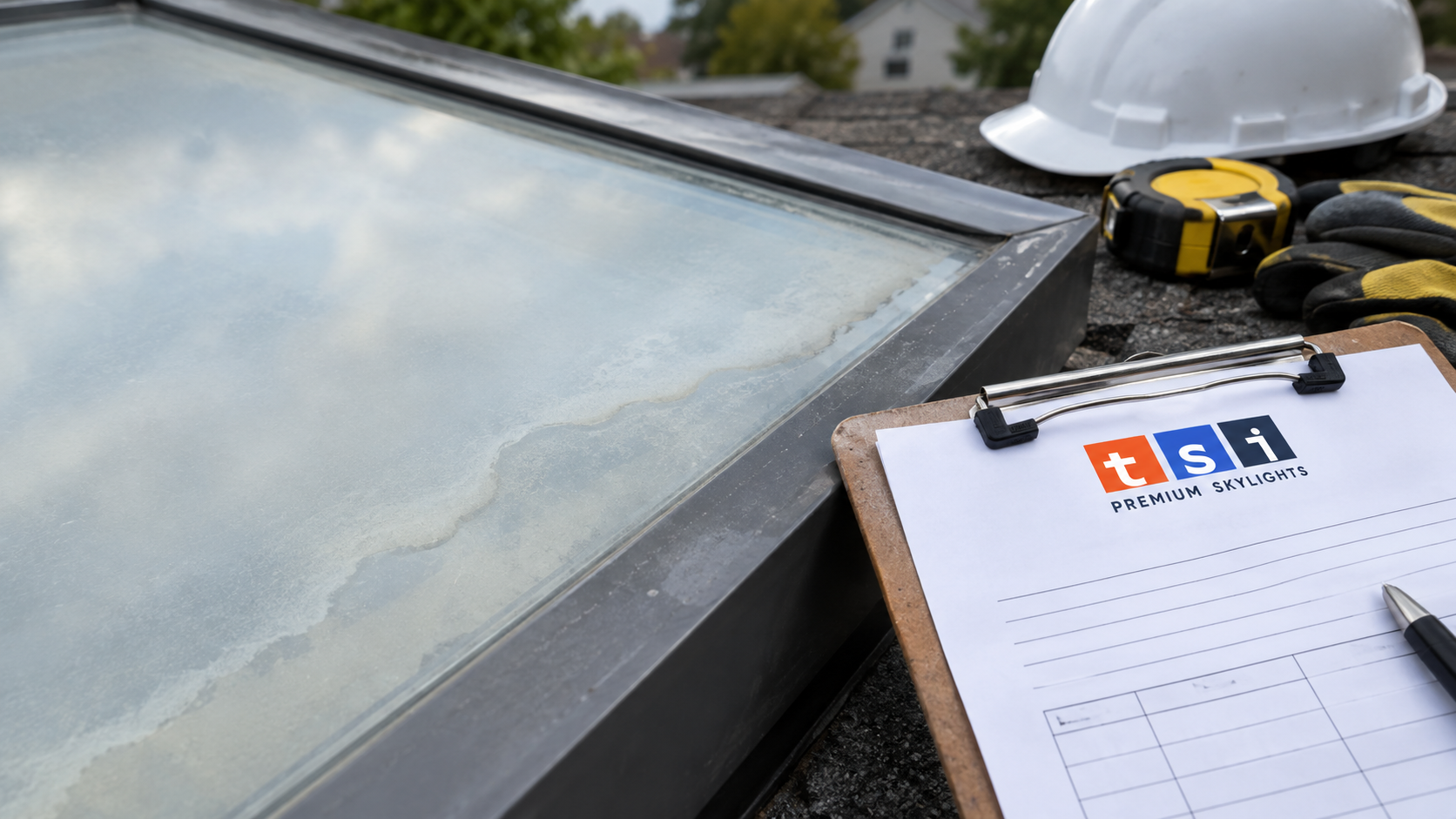 Failed insulated glass seal, the clearest sign that skylight replacement Aurora homeowners cannot avoid a swap